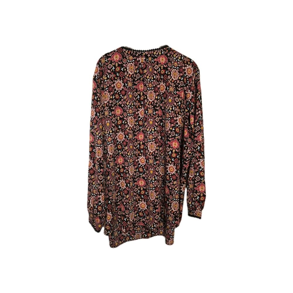 Women's Loft Plus Size 24 Black Floral Long Sleeve Blouse Polyester K0324 - Picture 2 of 9